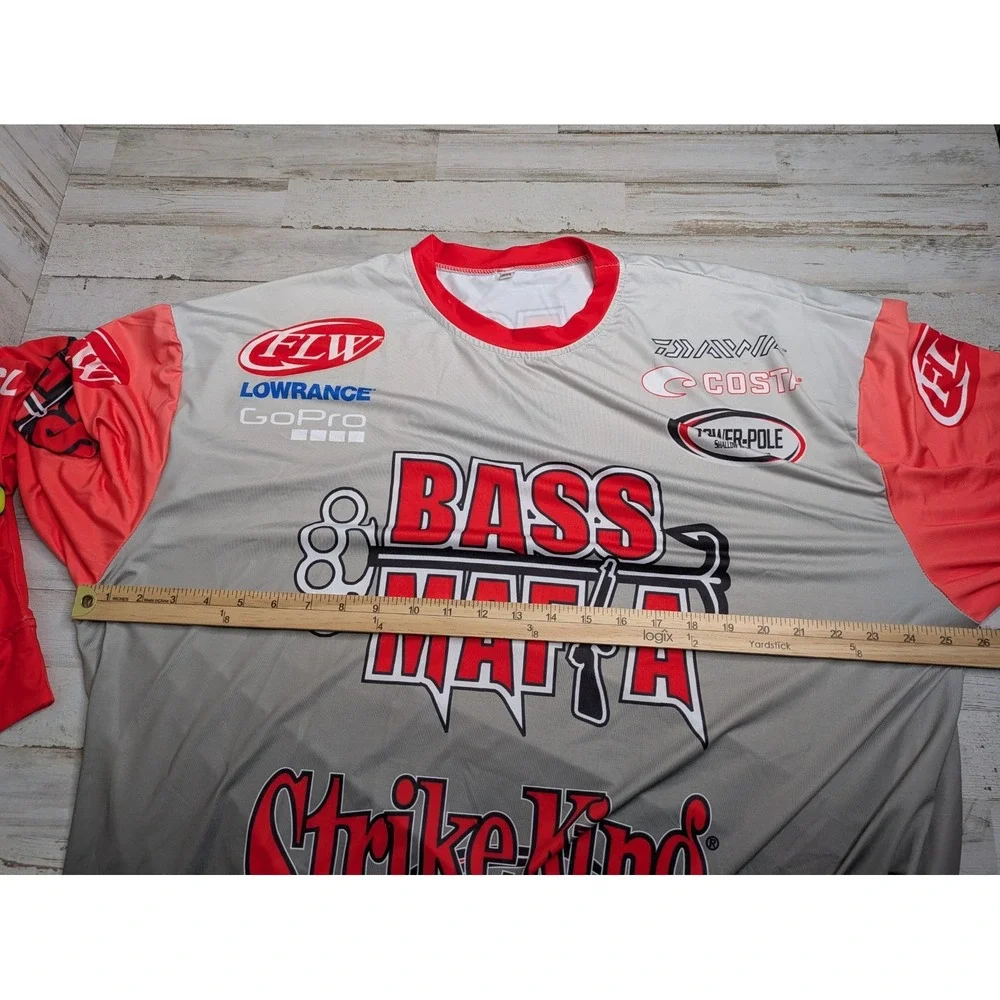 FLW Bass Fishing Jersey 2XL Bass Mafia‎ Mercury Strike King Tournament Sponsors